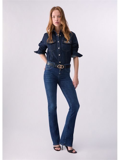 Jeans bootcut con bottoni gioiello LIU JO | UF6025D0328/79114